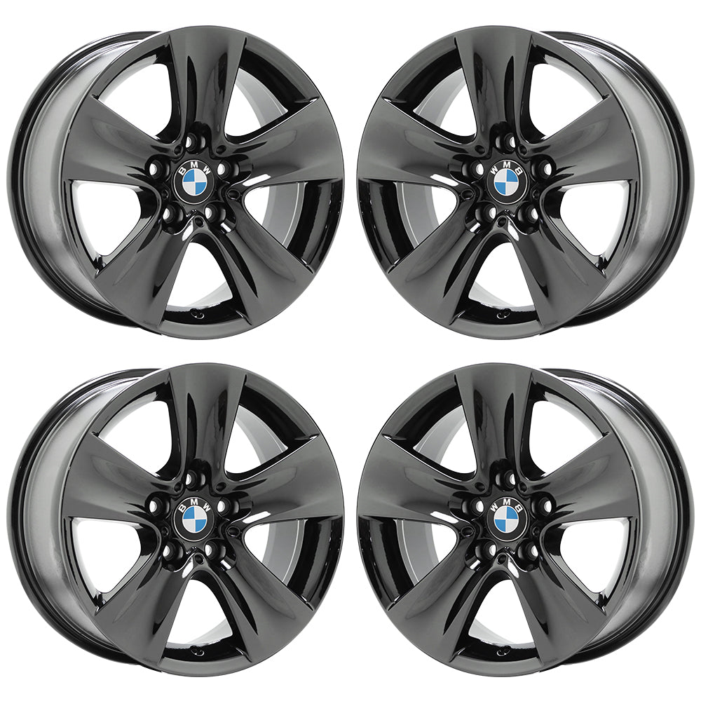 17" BMW 528 535 550 640 650 Black Chrome wheels rims OEM set 71402 EXCHANGE